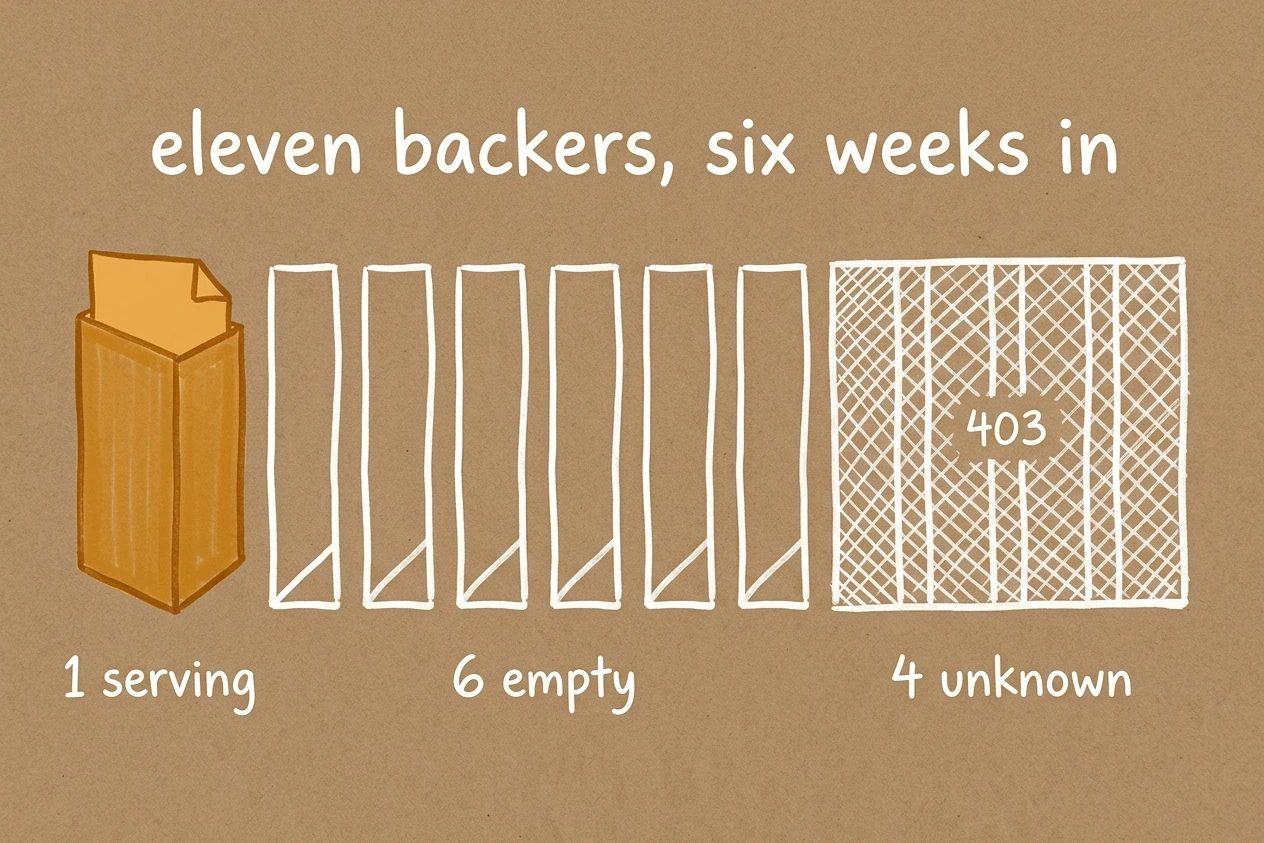 Eleven slots in a row, one amber and holding a sheet, six white and empty, and four covered by a cross-hatched panel marked 403 so nothing inside can be seen