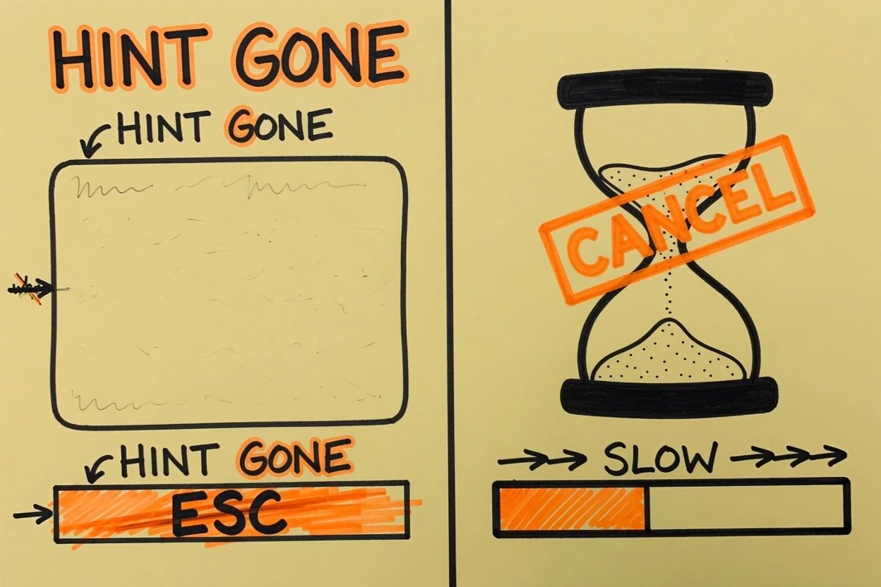 Yellow sketchnote of USED tickets feeding a jq box, then two orange fuel gauges lettered 5h LEFT and 7d LEFT