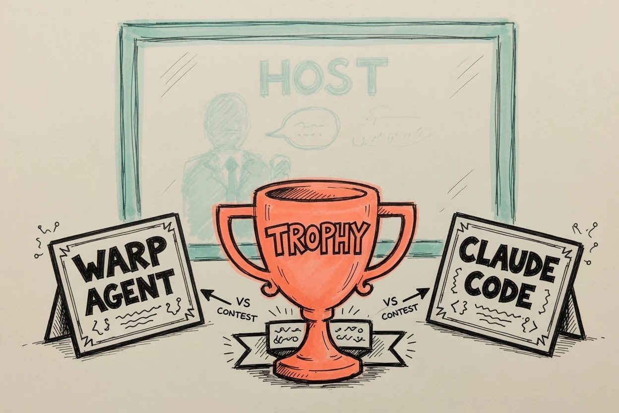 Cream sketchnote of a TERMINAL MODE window with claude on the prompt and a shut AGENT MODE door on the right
