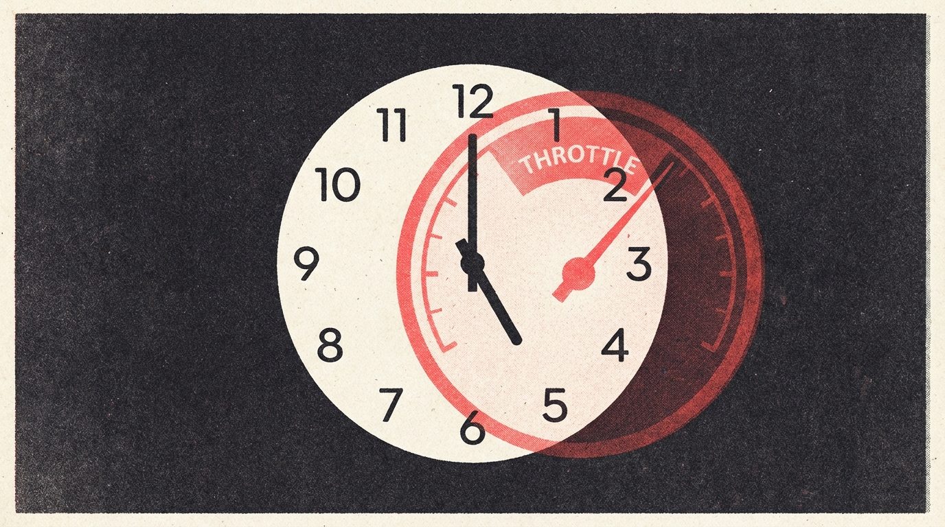 Clock showing 5am with a throttled network speed indicator