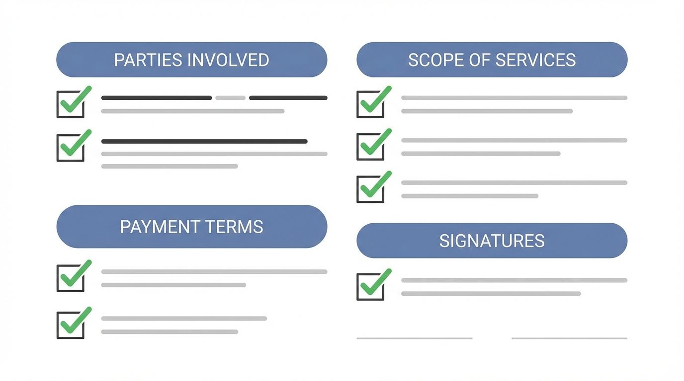 Scope document template with clear deliverables and boundaries