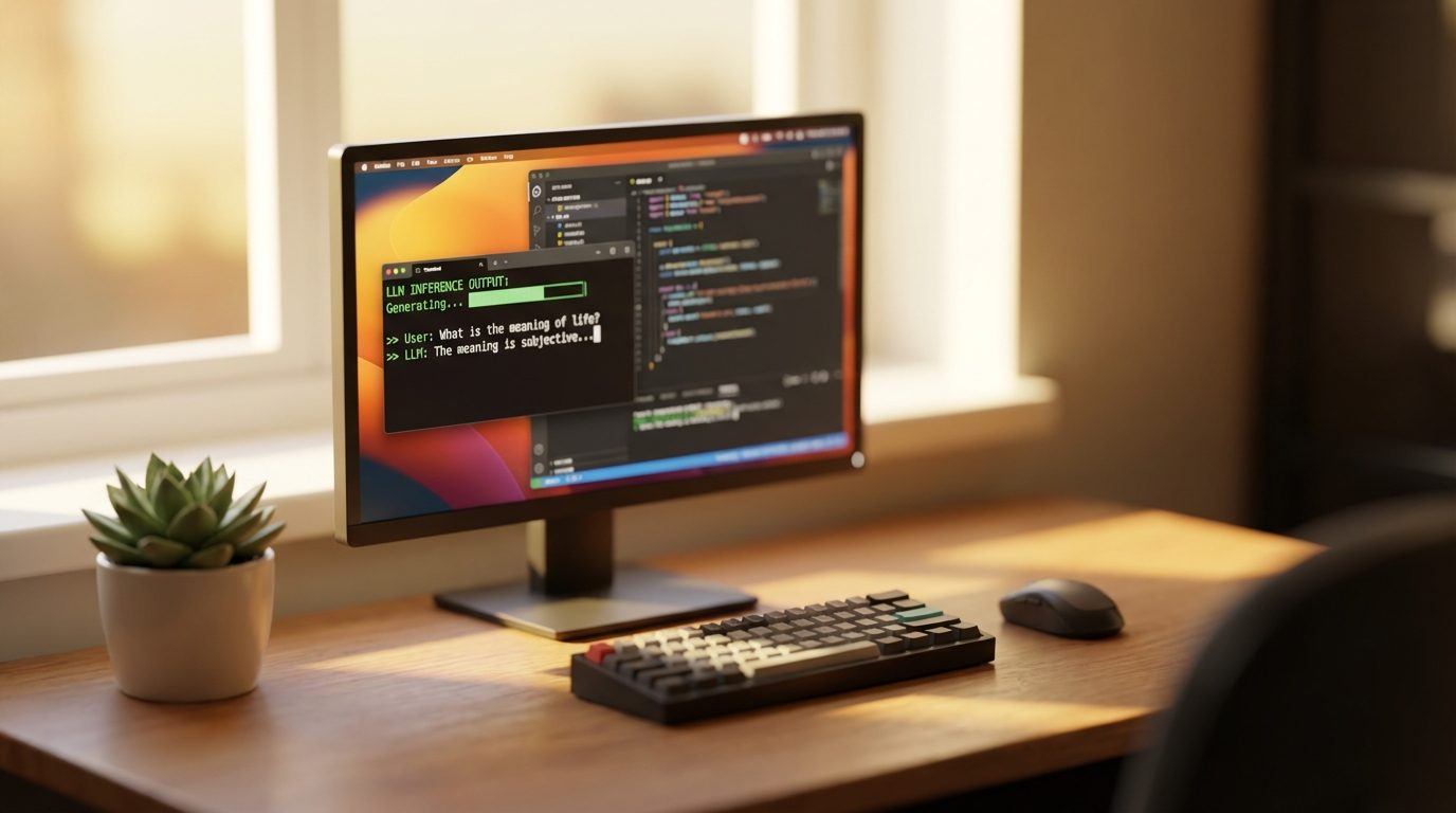 Gemma 4 running locally on a developer workstation with terminal output showing token generation speed